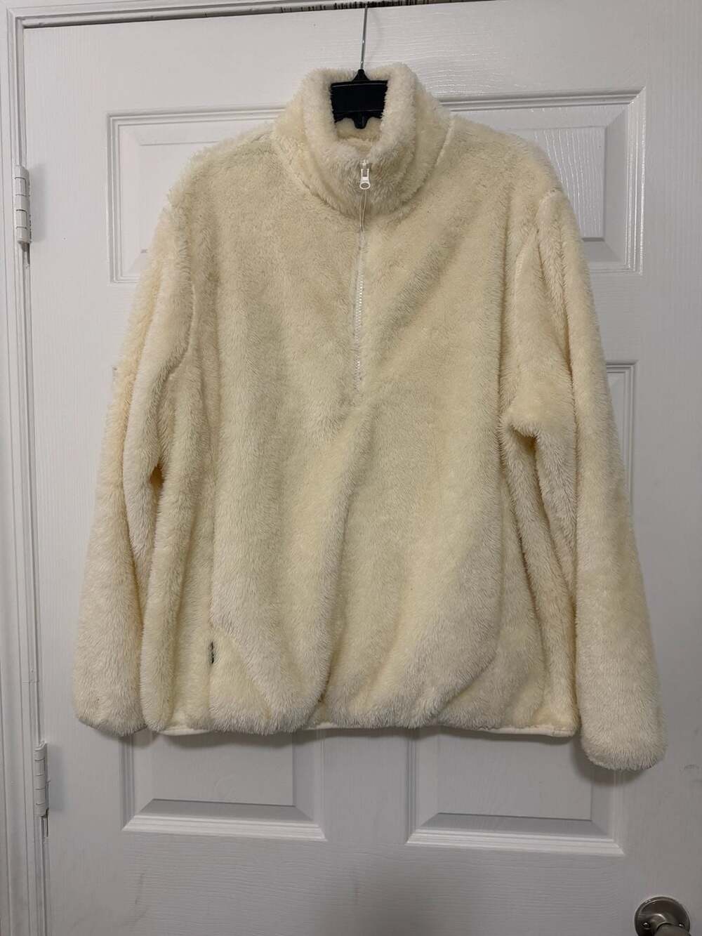 Baleaf Women's Cream Faux Furry Fleece Quarter-Zip Pullover Jacket
